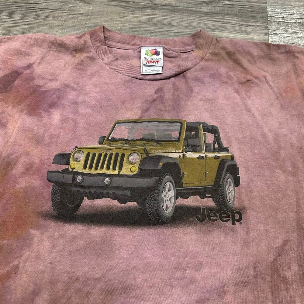 Vintage 90s Jeep Earth Tone Tie Dye Fruit‎ Of The Loom Mens XL Graphic T-Shirt